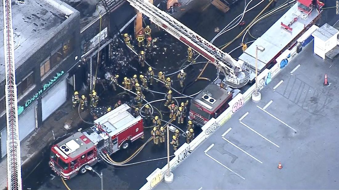 Over 200 firefighters are responding to a blaze in downtown LA