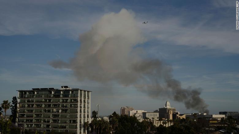 Smoke from the explosion could be seen from a distance across Los Angeles.