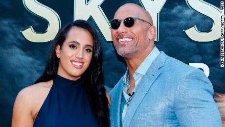 Actor Dwayne Johnson and his daughter Simone Alexandra Johnson attend the premiere of &#39;Skyscraper&#39; in New York, on July 10, 2018. 