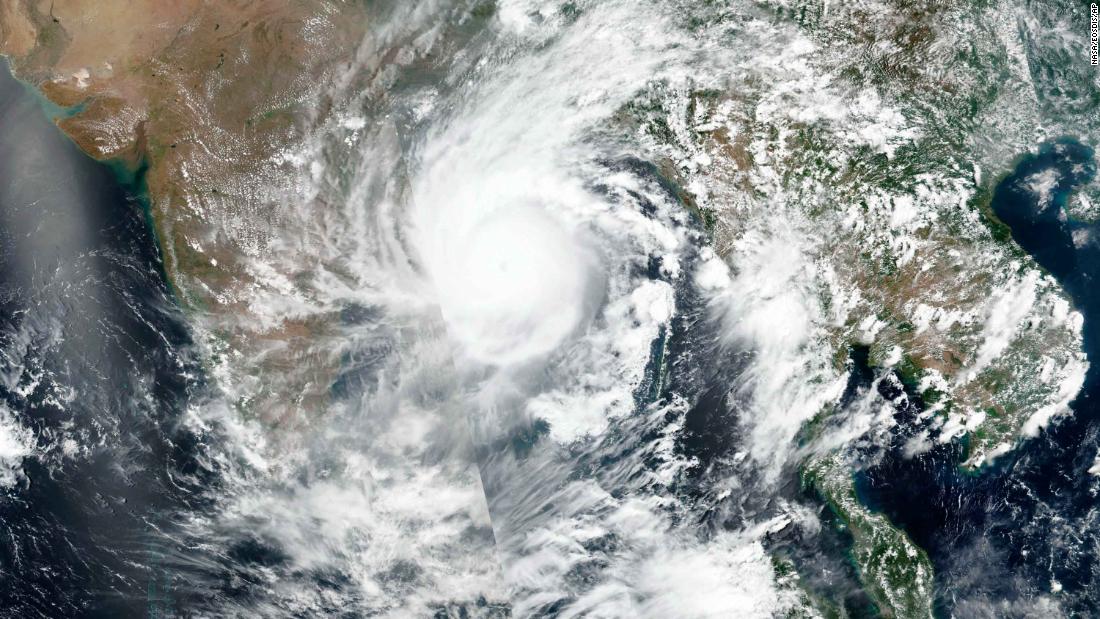 A satellite image released by NASA shows Cyclone Amphan over the Bay of Bengal on Tuesday, May 19.