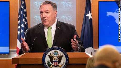 US Secretary of State Mike Pompeo speaks the press at the State Department in Washington, DC, on May 20, 2020.