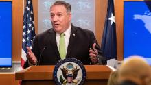 US Secretary of State Mike Pompeo speaks the press at the State Department in Washington, DC, on May 20, 2020.