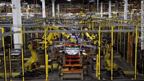 Robots stations assemble vehicle components at the Ford Motor Co. Chicago Assembly Plant in Chicago, Illinois, U.S., on Monday, June 24, 2019. Ford invested $1 billion in Chicago Assembly and Stamping plants and added 500 jobs to expand capacity for the production of all-new Ford Explorer, Explorer Hybrid, Police Interceptor Utility and Lincoln Aviator. Photographer: Daniel Acker/Bloomberg via Getty Images