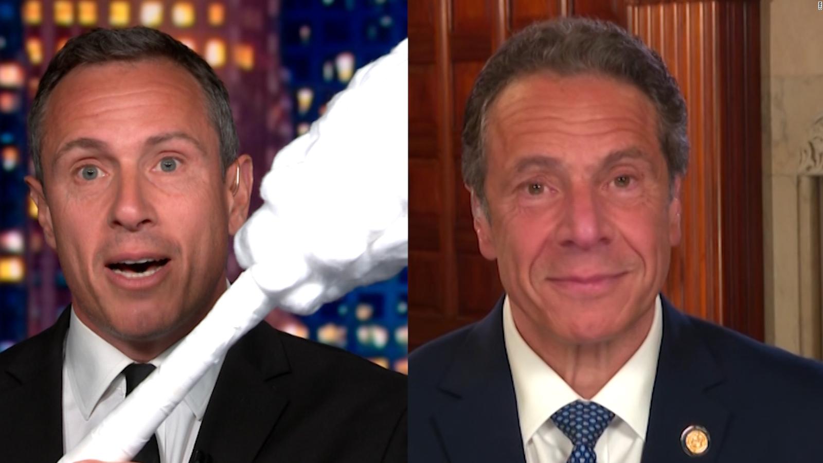Chris Cuomo Teases Brother Andrew Cuomo With Giant Test Swab Cnn Video