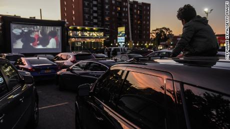 A child watches a movie at a drive-in movie at the Bel Aire diner in Queens, New York City.