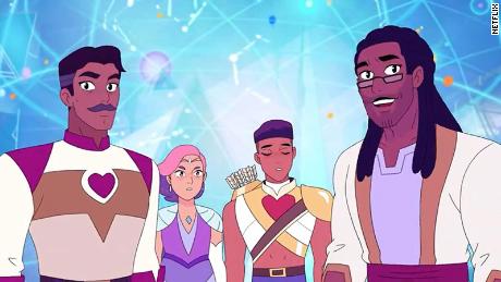 Bow with his fathers, George and Lance in season five of &quot;She-Ra and the Princesses of Power.&quot;