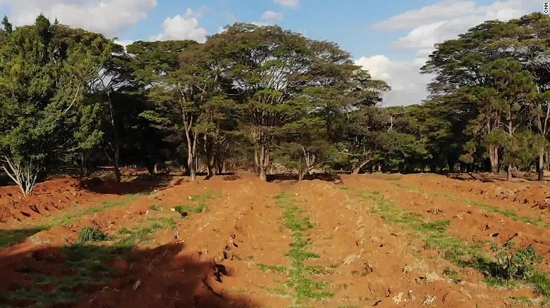 Drone footage captures mass graves dug in Brazil