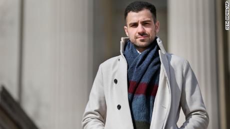 Qutaiba Idlbi, posing at Columbia University in New York where he graduated this month. Having fled strife in Syria, he had to overcome a lot more than online classes to make it to graduation.