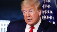 President Donald Trump speaks with reporters about the coronavirus in the James Brady Briefing Room of the White House, Friday, May 22, 2020, in Washington. (AP Photo/Alex Brandon)