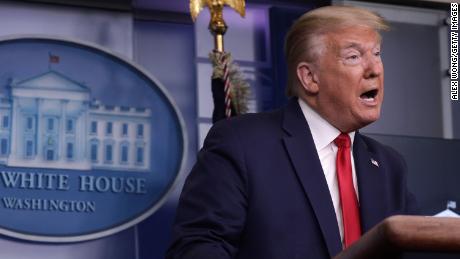 U.S. President Donald Trump makes a statement in the briefing room at the White House on May 22, 2020 in Washington, DC. President Trump announced news CDC guidelines that churches and places of worship are essential and must reopen now.