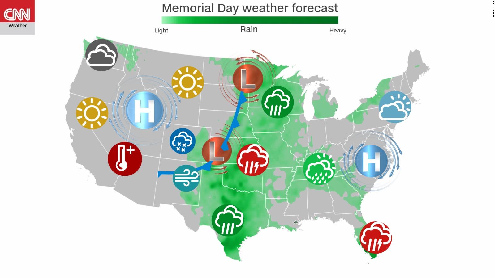 Memorial Day weather Expect severe storms, flooding and excessive heat