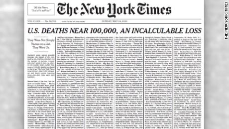 NYT honors coronavirus victims with powerful front page