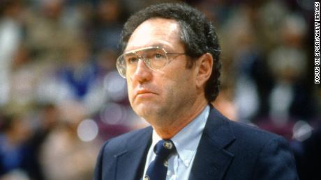 Head coach Eddie Sutton of the Kentucky Wildcats looks on against the Indiana Hoosiers during an NCAA College basketball game circa 1985 at Rupp Arena in Lexington, Kentucky.