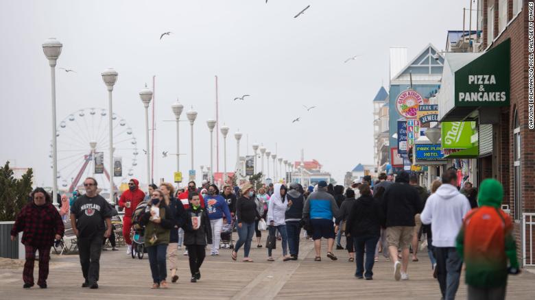 A large crowd enjoys the boardwalk in Ocean City on May 24.