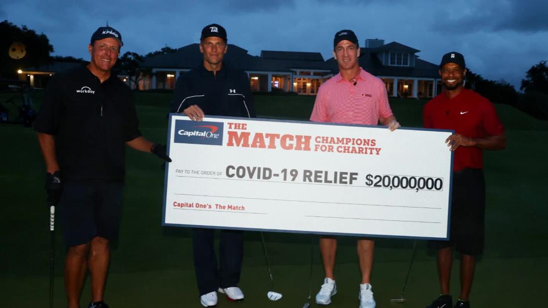 &#39;The Match&#39;: In May at the Medalist Golf Club in Florida, Tiger Woods and Peyton Manning faced off against Phil Mickelson and Tom Brady in &quot;The Match: Champions for Charity.&quot; The goal was to raise more than $10 million for Covid-19-related causes which provide relief for frontline workers, small businesses, and those in desperate need of food as a result of the pandemic. Woods and Manning stopped a late comeback effort by Mickelson and Brady to win by one shot.