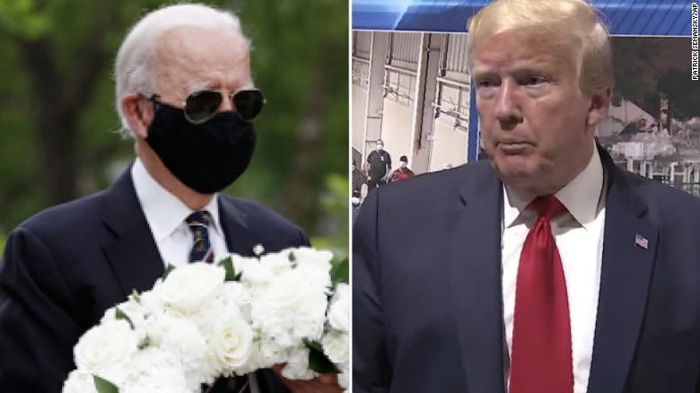 Trump retweets criticism of Joe Biden for wearing mask
