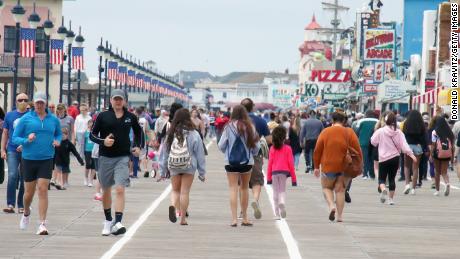 Memorial Day crowds on the Ocean City, Maryland boardwalk.