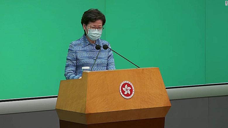 Hong Kong leader Carrie Lam at a press conference in May after the announcement of the proposed bill.