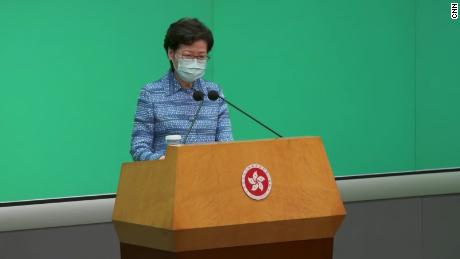 Hong Kong leader Carrie Lam at a press conference in May after the announcement of the proposed bill.