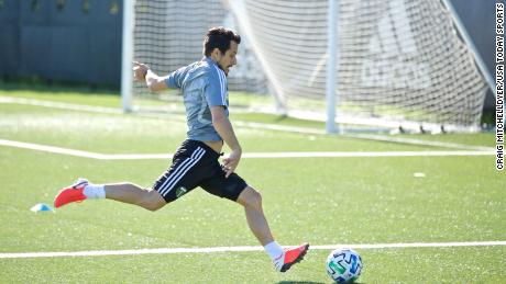 Portland Timbers midfielder Sebastian Blanco trains individually at the team practice facility on May 8 in Portland. 