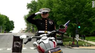 A retired US Marine spent Memorial Day weekend saluting for 24 hours on a median to raise awareness about veteran suicide