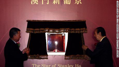 Macao SAR Chief Executive Edmund Ho and Stanley Ho unveiling &quot;The Star of Stanley Ho&quot; at the Grand Lisboa in 2007. The 218-carat diamond, named after Ho, is &quot;on permanent display&quot; in the lobby, according to the hotel.