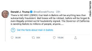 Fact-checking Trump's recent claims that mail-in voting is rife with fraud