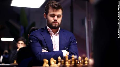 Carlsen competes against Daniil Dubov during the Tata Steel Chess Tournament in January, 2020. 
