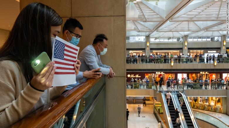 Hong Kong protesters attend a rally in a shopping mall on May 28, 2020 in Hong Kong, China. 