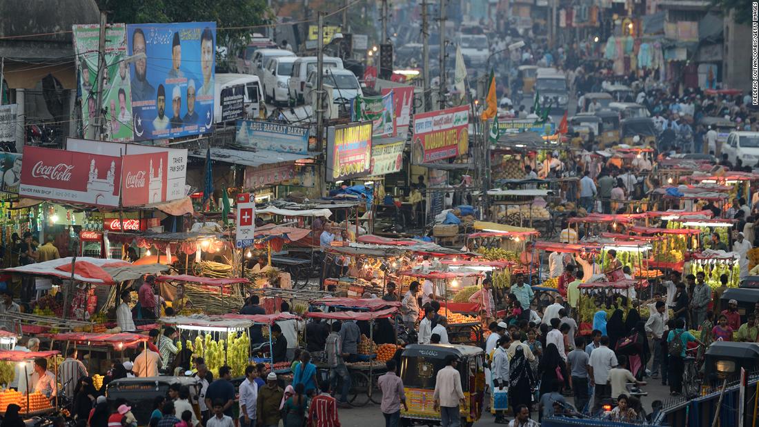 The old city of Hyderabad, the capital and largest city of the southern Indian state in Andhra Pradesh.