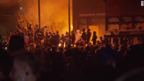 Minneapolis Police Department&#39;s Third Precinct was set on fire by protestors during the night of May 28. 