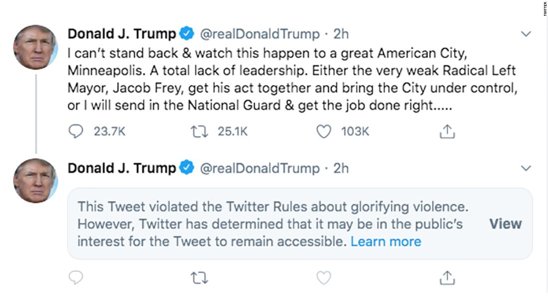 Twitter Labels Trump Tweet Says It Violates Platform S Rules Cnn Video