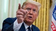 President Donald Trump speaks in the Oval Office before signing an executive order related to regulating social media on May 28,  in Washington, DC. 