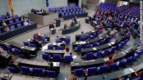 Members of parliament attend a session of the Bundestag on May 29, 2020 in Berlin. 