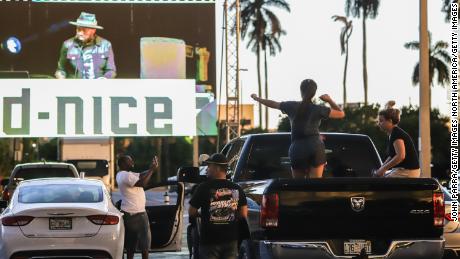 First Responders attend the 1/ST Preakness at Home Drive-InField Fest featuring live DJ set by D-Nice on May 16, 2020 in Hallandale, Florida. (Photo by John Parra/Getty Images)