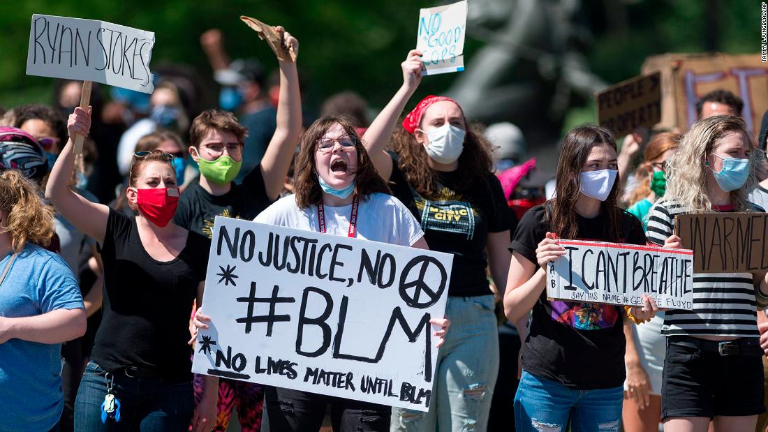 Protesters gather in Kansas City, Missouri, on May 29.