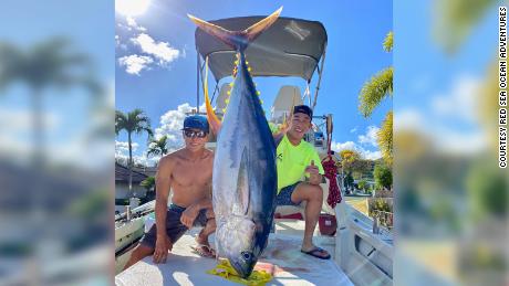Tommy and Landon Mukaigawa, two of the fishermen who caught the tuna.
