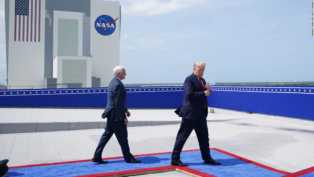 Trump and Pence arrive at Kennedy Space Center on May 30.