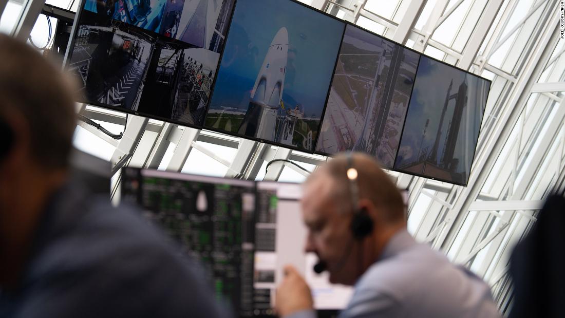 Monitors are seen in the Launch Control Center at Kennedy Space Center.