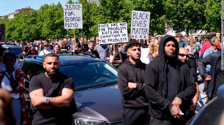 Thousands of people took to the streets of Copenhagen for a Black Lives Matter protest outside the US Embassy in May. 