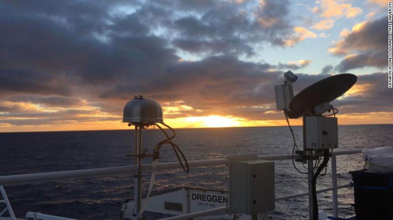 Aerosol filter samplers probe the air over the Southern Ocean on the Australian Marine National Facility&#39;s R/V Investigator.