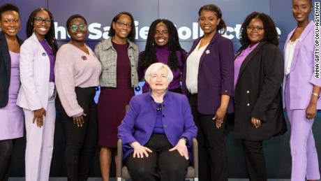 Anna Gifty Opoku-Agyeman, center, with former Chair of the Federal Reserve Janet Yellen
