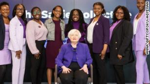 Anna Gifty Opoku-Agyeman, center, with former Chair of the Federal Reserve Janet Yellen