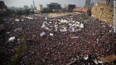 Protestors gather in Tahrir Square for a mass rally on November 25, 2011 in Cairo, Egypt. 