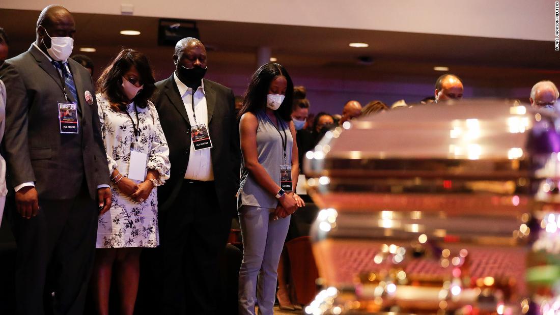 Floyd&#39;s relatives attend his memorial service in Minneapolis.