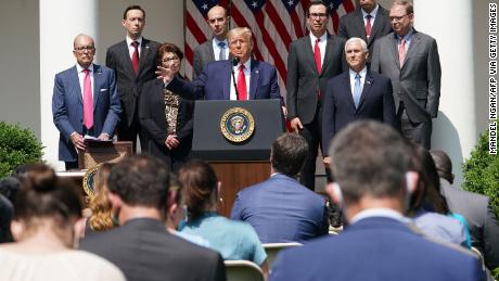 US President Donald Trump holds a press conference on the economy, in the Rose Garden of the White House in Washington, DC, on June 5, 2020. - The US economy regained 2.5 million jobs in May as coronavirus pandemic shutdowns began to ease, sending the unemployment rate falling to 13.3 percent, the Labor Department reported on June 5. (Photo by Mandel NGAN / AFP) (Photo by MANDEL NGAN/AFP via Getty Images)