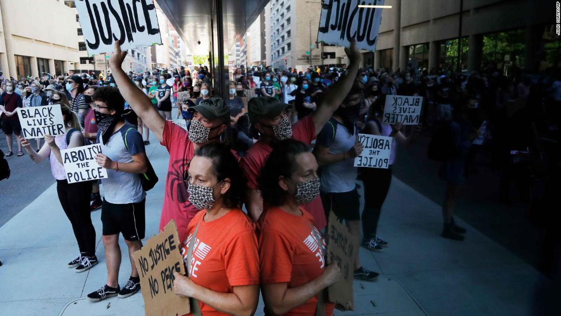 Demonstrators gather in St. Paul, Minnesota, on June 5.
