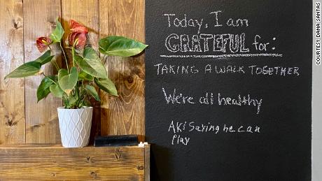 A gratitude chalkboard allows everyone to what each member of the family appreciates.