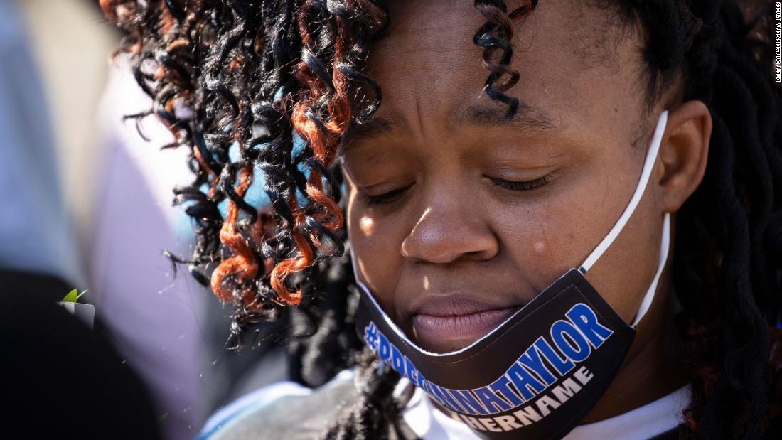 Tamika Palmer, the mother of &lt;a href=&quot;https://www.cnn.com/2020/05/13/us/louisville-police-emt-killed-trnd/index.html&quot; target=&quot;_blank&quot;&gt;Breonna Taylor,&lt;/a&gt; closes her eyes during a vigil for her daughter in Louisville, Kentucky, on June 6.