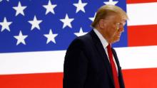 President Donald Trump arrives to speak during a tour of Puritan Medical Products medical swab manufacturing facility, Friday, June 5, 2020, in Guilford, Maine. (AP Photo/Patrick Semansky)